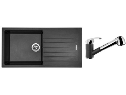 Granitový dřez Sinks PERFECTO 1000 Metalblack + Dřezová baterie Sinks LEGENDA S Metalblack + Čistící pasta Sinks na dřezy