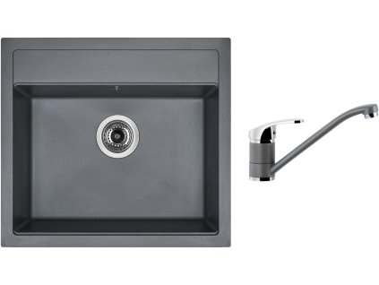 Granitový dřez Sinks SOLO 560 Titanium + Dřezová baterie Sinks PRONTO Titanium + Čistící pasta Sinks na dřezy