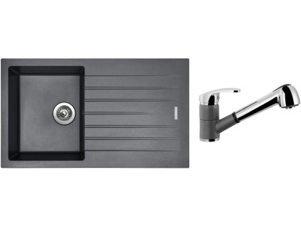 Granitový dřez Sinks PERFECTO 860 Titanium + Dřezová baterie Sinks LEGENDA S Titanium + Čistící pasta Sinks na dřezy