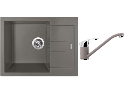 Granitový dřez Sinks AMANDA 650 Truffle + Dřezová baterie Sinks Pronto Truffle