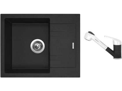 Granitový dřez Sinks LINEA 600 N Granblack + Dřezová baterie Sinks CAPRI 4 S Granblack