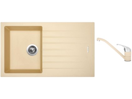 Granitový dřez Sinks PERFECTO 860 Sahara + Dřezová baterie Sinks CAPRI 4 Sahara + Čistící pasta Sinks na dřezy