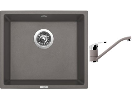 Granitový dřez Sinks FRAME 457 Truffle + Dřezová baterie Sinks Pronto Truffle + Čistící pasta Sinks na dřezy