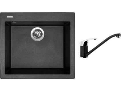 Granitový dřez Sinks CUBE 560 Metalblack + Dřezová baterie Sinks PRONTO Metalblack