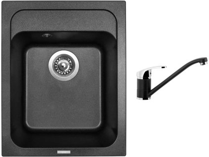 Granitový dřez Sinks CLASSIC 400 Metalblack + Dřezová baterie Sinks PRONTO Metalblack + Čistící pasta Sinks na dřezy