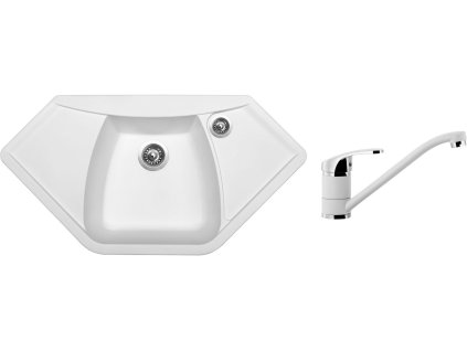 Granitový dřez Sinks NAIKY 980 Milk + Dřezová baterie Sinks Pronto Milk + Čistící pasta Sinks na dřezy