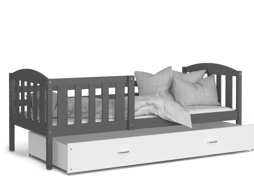 Dětská postel Kurt s úložným prostorem šedá bílá