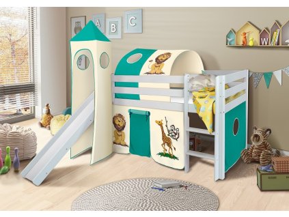 detska-vyvysena-postel-se-skluzavkou-safari