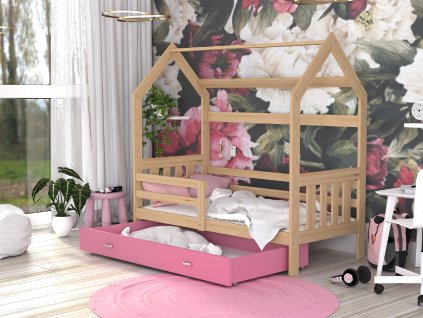 dětská postel domeček přírodní s úložným prostorem (3)