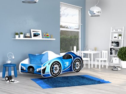 16 Dětská postel modré auto