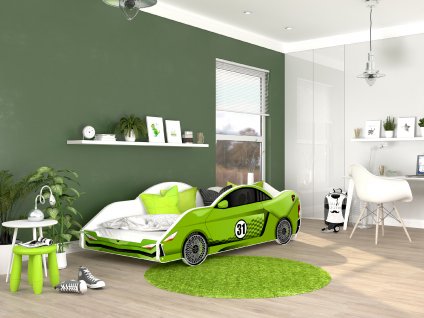 12 dětská postel auto zelené auto