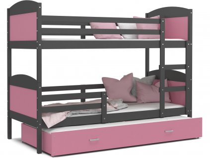 patrová postel s přistýlkou růžová šedá (2)