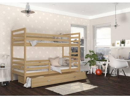 patrová postel s úložným prostorem borovice (3)