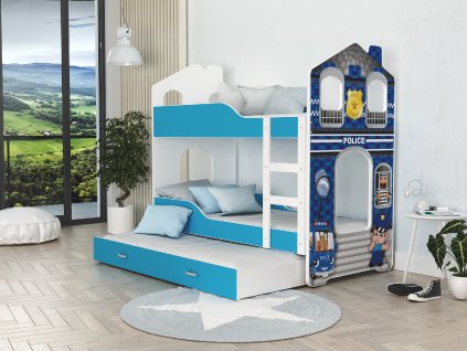 dětská patrová postel domek s obrázkem a přistýlkou (9)