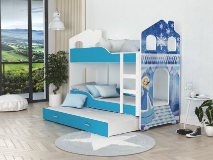 dětská patrová postel domek s obrázkem a přistýlkou (8)