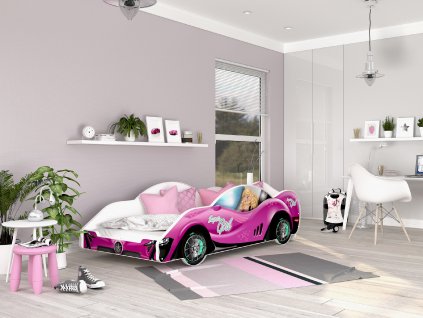 4 nové dětská postel auto růžové