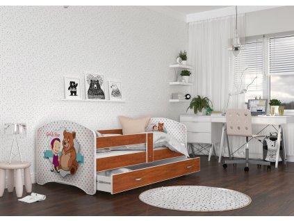 dětská postel s obrázkem a úložným prostorem máša a medvěd foto