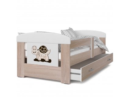 Dětská postel s obrázkem želva dub sonoma 01