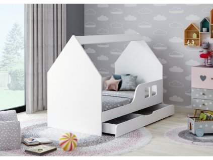 dětská postel domeček s úložným prostorem bez bílá