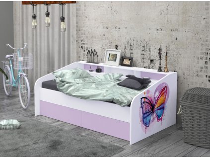 V 36 postel pro mládež motýl fialová