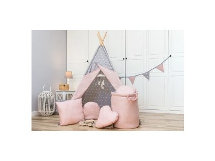 stan teepee růžový pudrový hvězdy