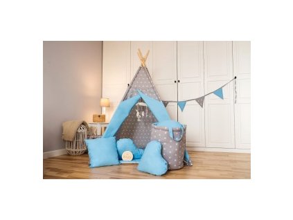 dětský týpí stan teepee modrý hvězdy