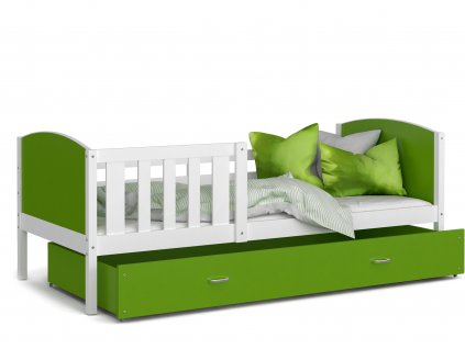 postel s úložným prostorem bílá zelená
