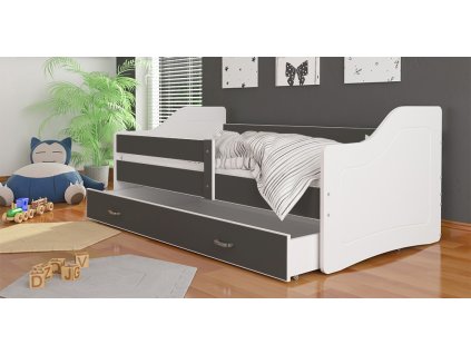 dětská postel s úložným prostorem bílá šedá foto