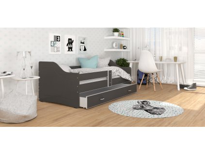 dětská postel s úložným prostorem šedá