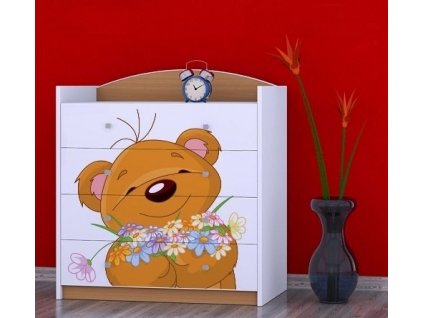 dětská komoda k05 s obrázkem medvídek s květinou (6)
