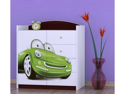 dětská komoda k08 s obrázkem zelené auto (1)