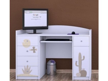 psací stůl b01 s obrázkem poušť kaktus bílý