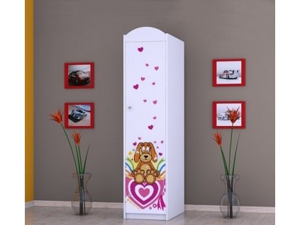 dětská šatní skříň sz02 s obrázkem pejsek a srdce (7)