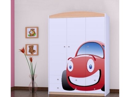 dětská šatní skříň sz09 s obrázkem červené auto (1)
