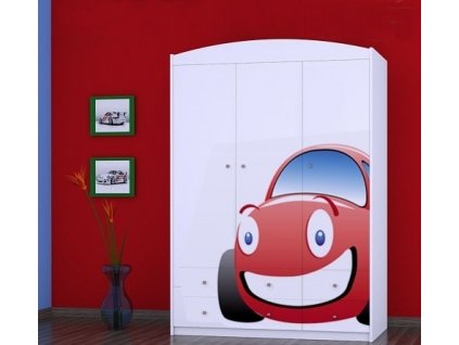dětská šatní skříň sz11 s obrázkem červené auto (12)