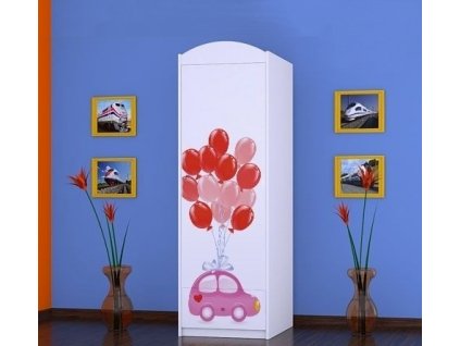 dětská šatní skříň sz05 s obrázkem růžové auto s balónky (9)