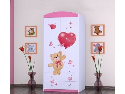 dětská šatní skříň sz06 s obrázkem medvídek s balónkama (1)