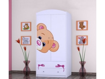 dětská šatní skříň sz06 s obrázkem medvídek s mašlí (3)