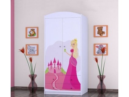 dětská šatní skříň sz06 s obrázkem princezna se zámkem (7)