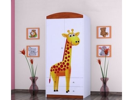 dětská šatní skříň sz06 s obrázkem veselá zvířátka žirafa (7)