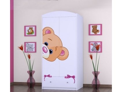 dětská šatní skříň sz0á s obrázkem medvídek s mašlí (3)