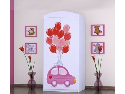 dětská šatní skříň sz0á s obrázkem růžové auto s balónky (4)