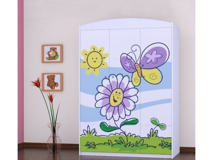 dětská šatní skříň sz09 s obrázkem kytka a motýl (2)