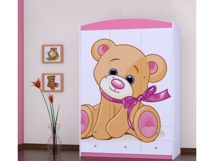 dětská šatní skříň sz09 s obrázkem medvídek s mašlí (5)
