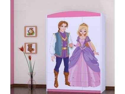 dětská šatní skříň sz09 s obrázkem princ a princezna (3)