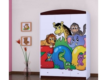 dětská šatní skříň sz09 s obrázkem zoo (13)