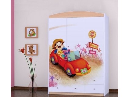 dětská šatní skříň sz09 s obrázkem zpívající auto (8)