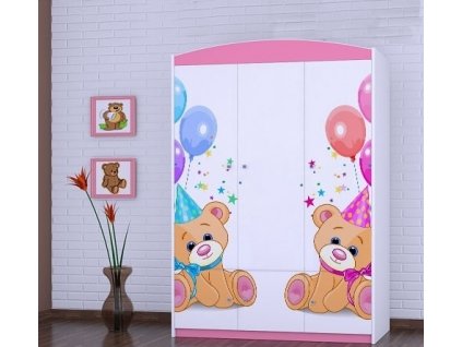 dětská šatní skříň sz10 s obrázkem dva medvídci s balónkama (4)