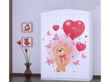 dětská šatní skříň sz10 s obrázkem medvídek s balónkama (2)