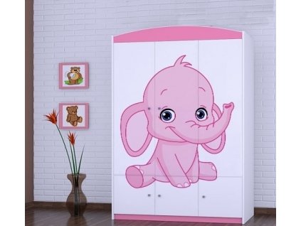 dětská šatní skříň sz10 s obrázkem růžový a modrý slon (5)
